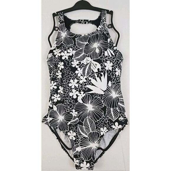 Aquabelle ~Woman Size 16~ White/Black One Piece Swimsuit NWT. - Picture 5 of 10